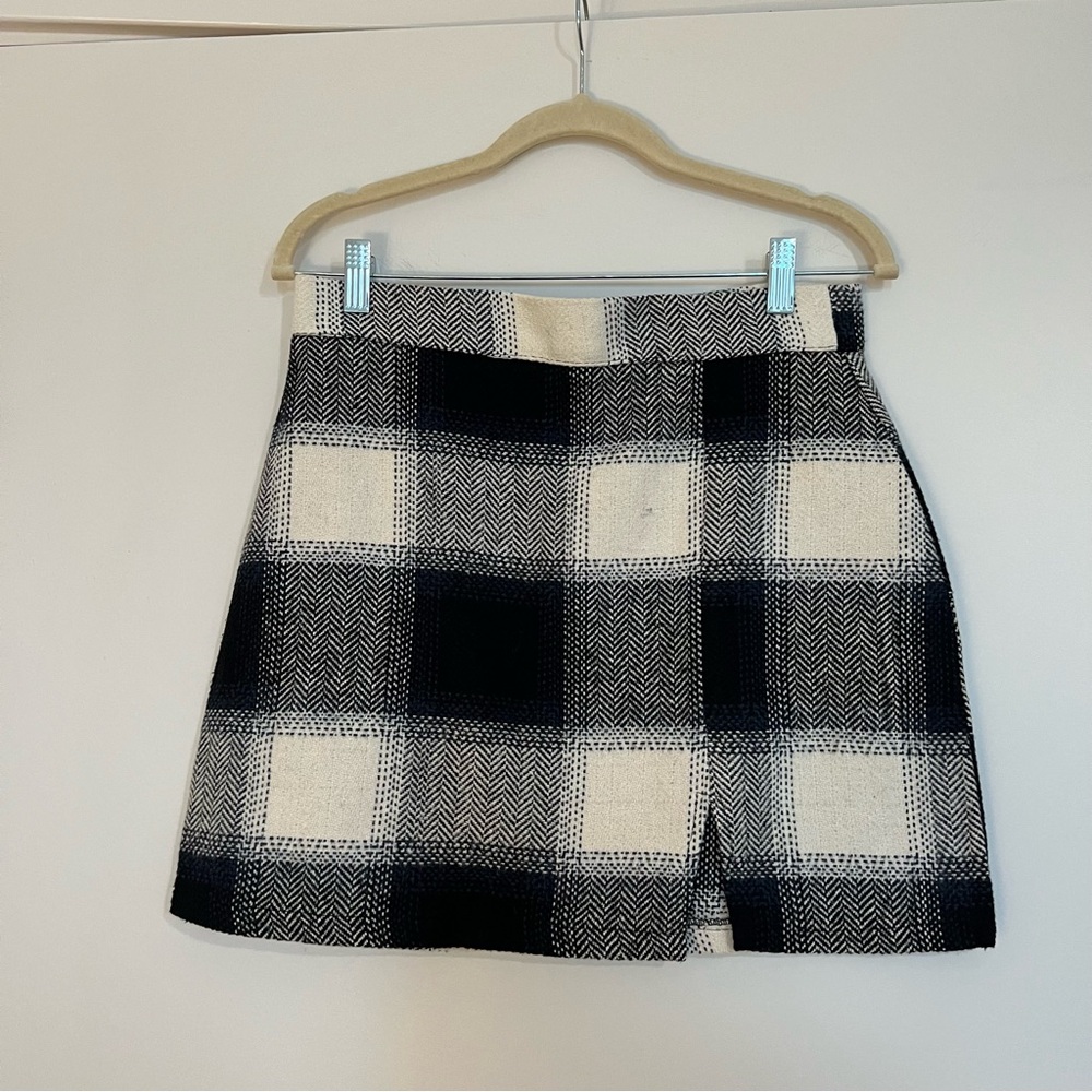 Chic Black and Cream Plaid Mini Skirt
